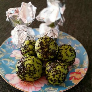 Matcha Black Sesame Protein Balls are a delicious vegan high protein snack that can be made ahead and frozen.