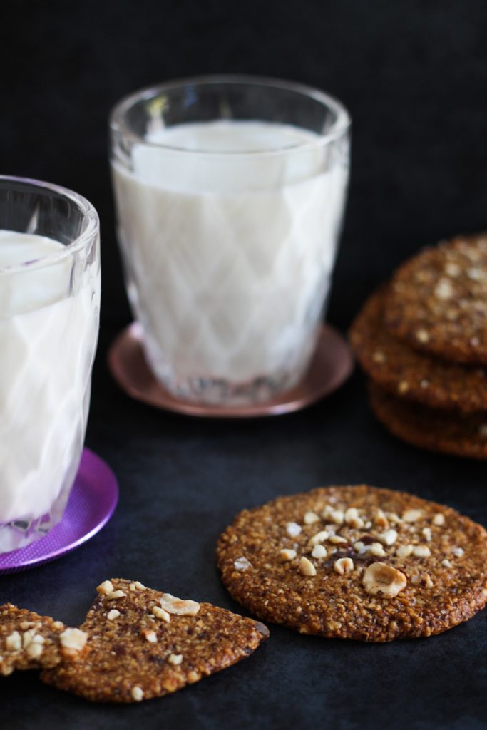 2 Ingredient Hazelnut Cookies with milk