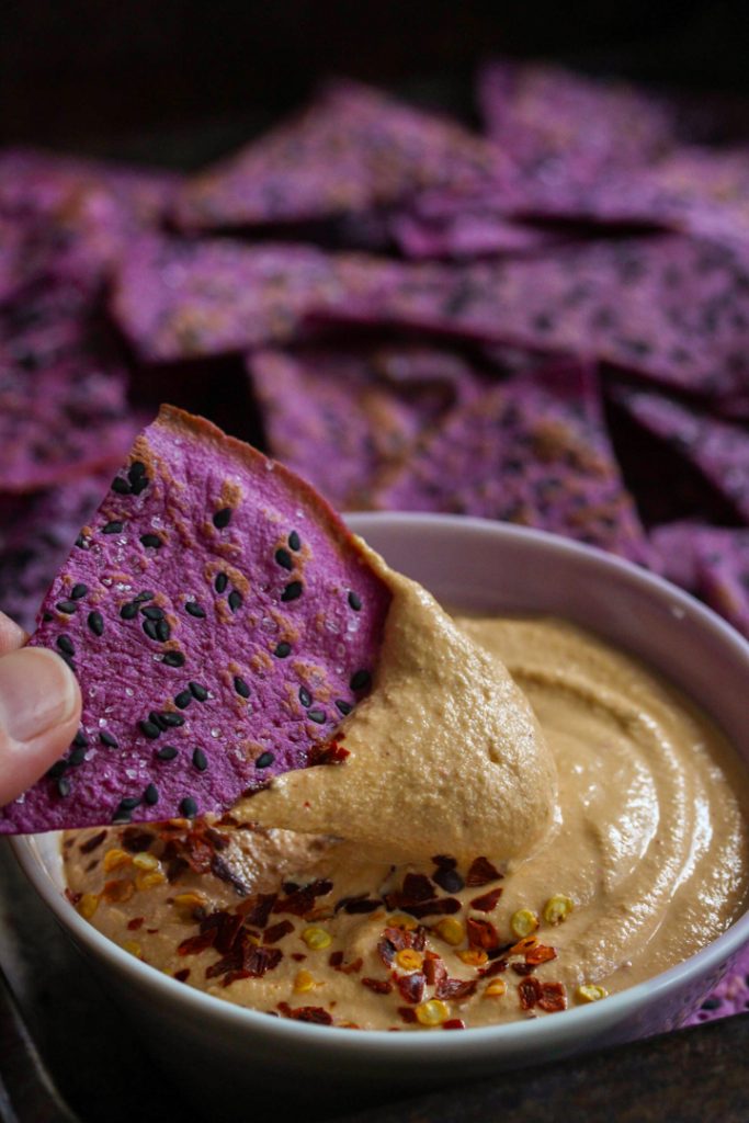 Chipotle Tamarind Dip with Purple Tortilla Chips
