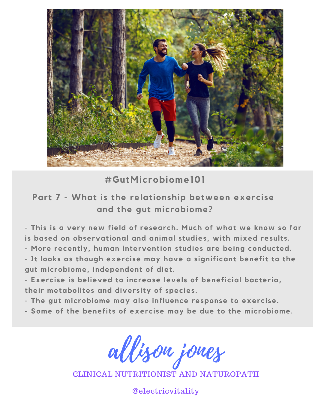 Graphic summarising article key points - the relationship between exercise and the microbiome