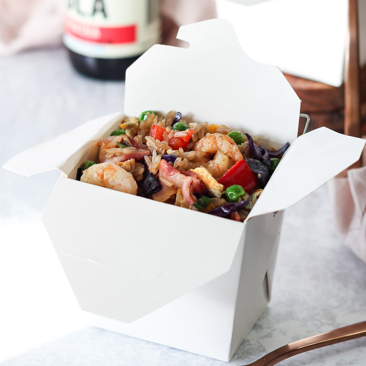 Fried rice served in takeaway containers