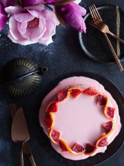 Blood orange cake ready to be enjoyed with a soulful cup of tea
