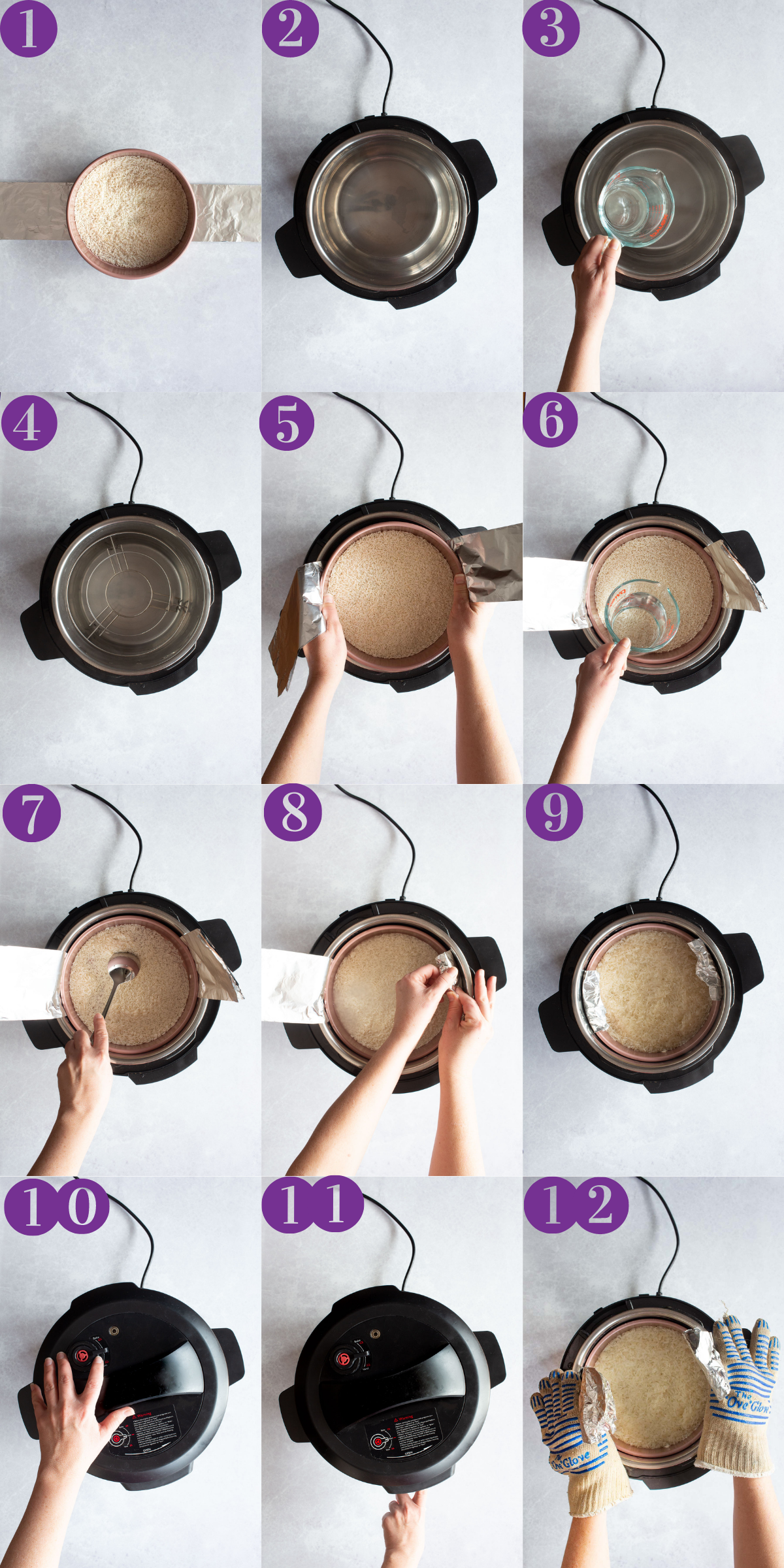 Instant Pot Sticky Rice process photos collage
