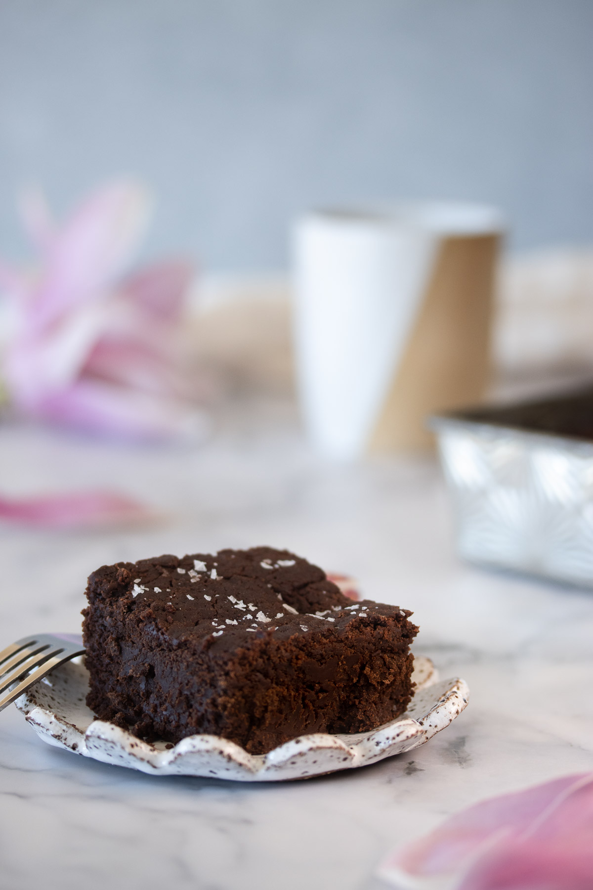 A single brownie, ready to be savoured