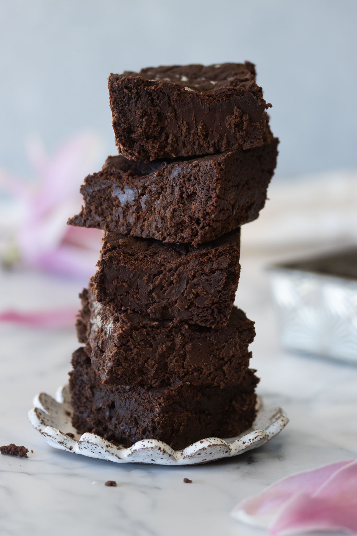 A giant stack of mochi brownies ready to be savoured